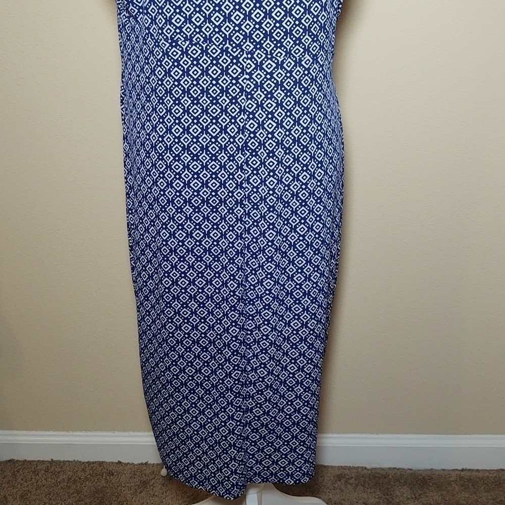 Enfocus Women Blue and White Sleeveless Dress - Picture 6 of 12